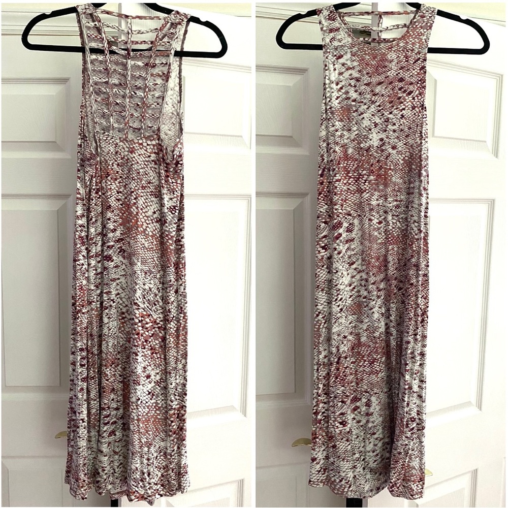 RVCA SNAKE SKIN PRINT SLEEVELESS MIDI STRAPPY BACK SUNDRESS SZ SMALL